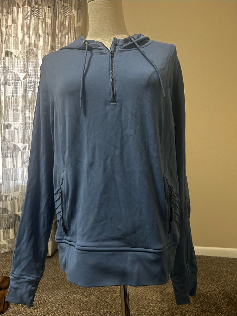 Athleta Blue Half-Zip Hooded Pullover